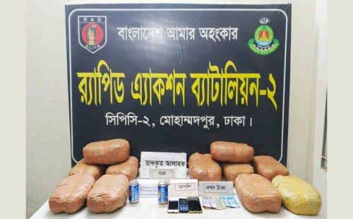 মোহাম্মদপুরে র‍্যাবের মাদকবিরোধী অভিযানে দুই কারবারি গ্রেফতার, ২২ কেজি গাঁজা উদ্ধার